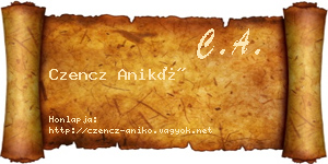 Czencz Anikó névjegykártya